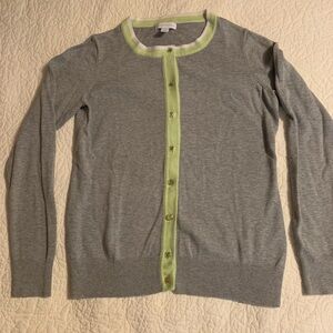 Charter Club Gray With Lime Green Trim Cardigan Sweater Size S